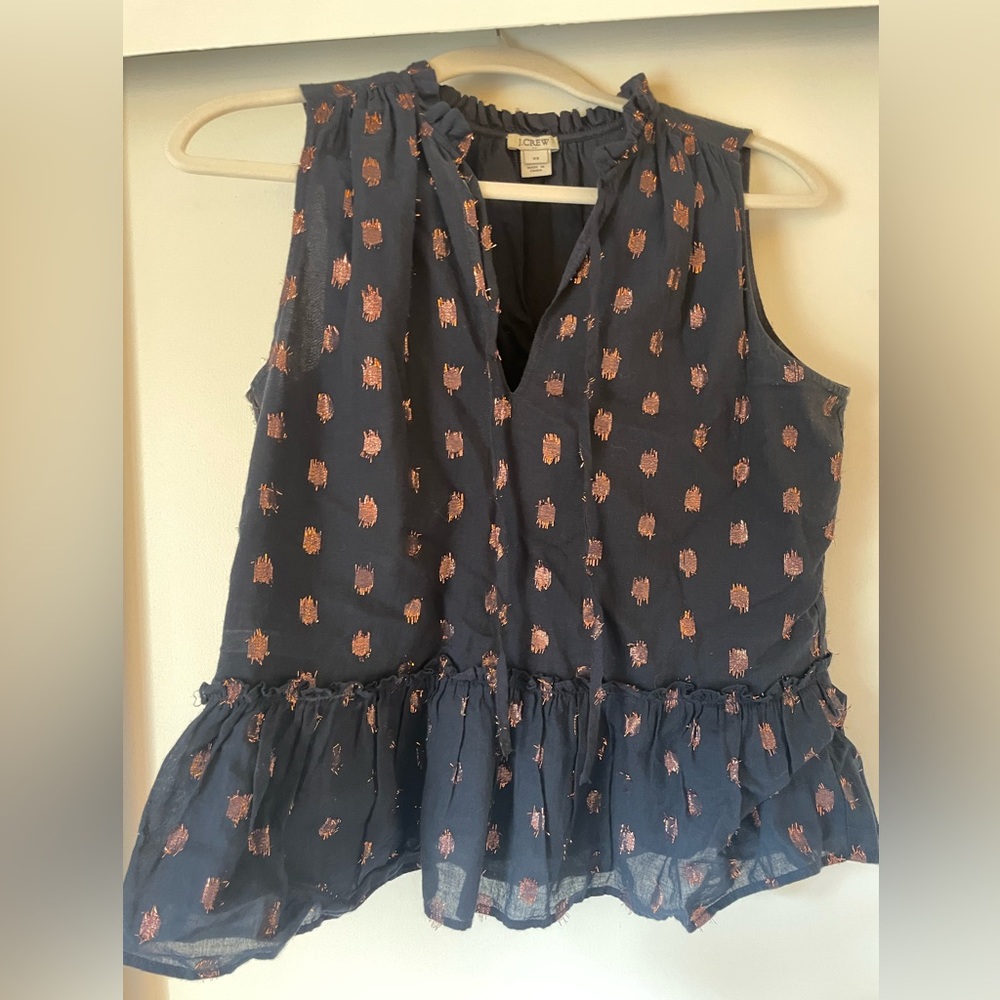 J. Crew navy blue blouse. Size XS. Like new!